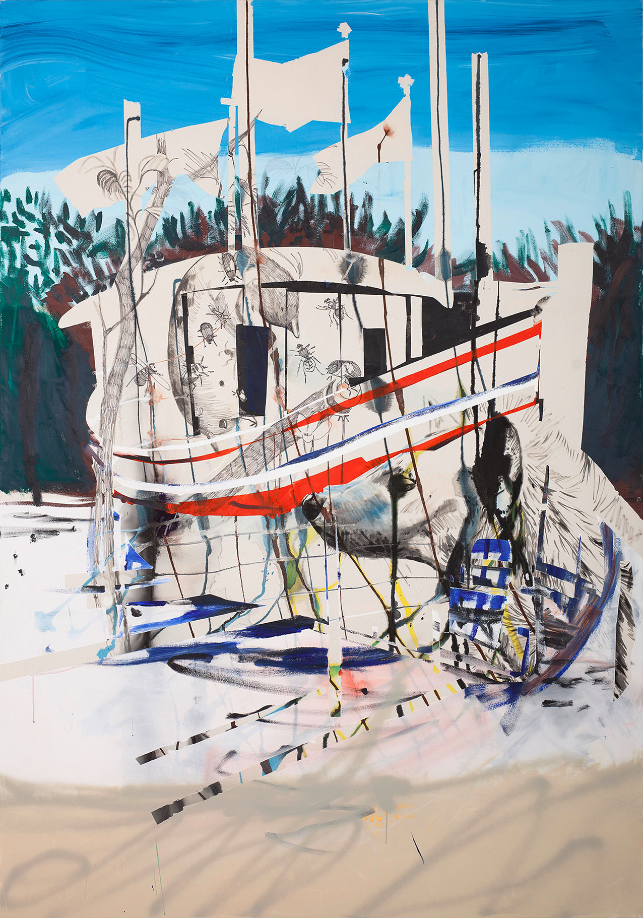 o.T. aus „Alm Alb Pacific”, 2015, 270 x 190 cm, Mischtechnik auf Leinwand