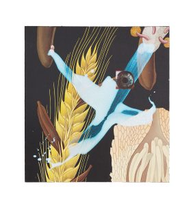 o.T. aus „Petrichor – Deep Sea”, 2017, 43 x 40 cm, Mischtechnik & Collage auf Siebdruck