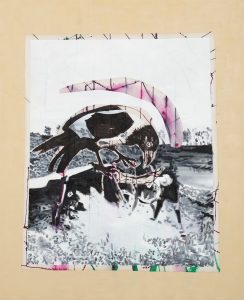 o.T. aus „Wenig Zeit zwischen zwei Fingern”, 2013, 160 x 130 cm, Mischtechnik auf Leinwand