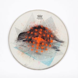 o.T. aus „Felle”, 2015, Ø 36 cm, Mischtechnik & Collage auf Drum-Head