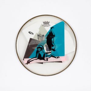o.T. aus „Felle”, 2015, Ø 27 cm, Mischtechnik & Collage auf Drum-Head