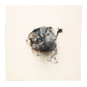 o.T. aus „Krähen Kommen -Titanweiß”, 2008, 105 x 105 cm, Aquarell & Tusche auf handgeschöpftem Bütten