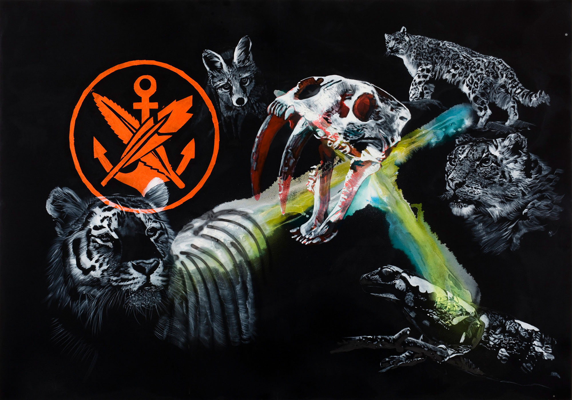 o.T. aus „Krähen Kommen -Titanweiß”, 2009, 190 x 270 cm, Mischtechnik auf Leinwand
